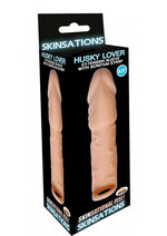 Load image into Gallery viewer, Skinsations Husky Lover Extension Sleeve with Scrotum Strap - Vanilla - 6.5in