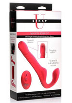 Load image into Gallery viewer, Strap U Mighty-Thrust Thrusting and Vibrating Strapless Strap-On with Remote Control - Pink