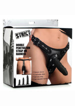 Load image into Gallery viewer, Strict Double Penetration Strap-On Harness with Silicone Dildos - Black - 3 Pack