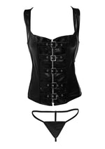 Load image into Gallery viewer, Strict Lace-Up Corset Vest and Thong - Black - Medium