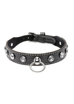 Load image into Gallery viewer, Strict Rhinestone Choker with O-Ring - Black/Clear