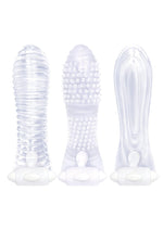 Load image into Gallery viewer, The 9's - Vibrating Sextenders, 3-Pack, Nubbed, Contoured, Ribbed - Clear