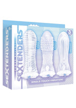 Load image into Gallery viewer, The 9's - Vibrating Sextenders, 3-Pack, Nubbed, Contoured, Ribbed - Clear