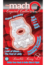 Load image into Gallery viewer, The Macho Crystal Collection Double Ring Vibrating Cock Ring - Clear
