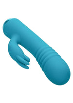 Load image into Gallery viewer, Thicc Chubby Thrusting Tickler Rechargeable Silicone Rabbit Vibrator - Blue