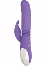 Load image into Gallery viewer, Thick and Thrust Bunny Rechargeable Silicone Rabbit Vibrator with Length Thrusting and Girth Expanding Action - Lavender/Purple
