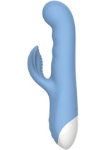 Load image into Gallery viewer, Thump and Thrust Rechargeable Silicone Vibrator with Clitoral Stimulator - Blue