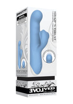 Load image into Gallery viewer, Thump and Thrust Rechargeable Silicone Vibrator with Clitoral Stimulator - Blue