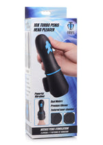 Load image into Gallery viewer, Trinity Men 10x Turbo Silicone Rechargeable Penis Head Pleaser - Black/Blue