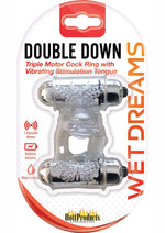 Load image into Gallery viewer, Wet Dreams Double Down Triple Motor Cock Ring with Vibrating Stimulating Tongue Waterproof - Clear