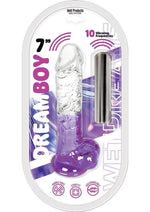 Load image into Gallery viewer, Wet Dreams Dream Boy Jelly Vibrating Dildo - Clear/Purple - 7in