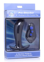 Load image into Gallery viewer, Zeus Pro-Shocker 8x Vibrating and E-Stim Silicone Rechargeable Prostate Plug with Remote Control - Black