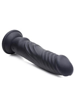 Load image into Gallery viewer, Zeus Vibrating and E-Stim Rechargeable Silicone Dildo with Remote Control - Black - 7.9in
