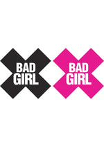 Load image into Gallery viewer, X shaped pasties that say "Bad Girl".