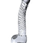 Profile image of the Icicles No. 61 Textured Glass G-Spot Dildo w/ Balls from Pipedreams (clear) shows its texture for maximum pleasure.