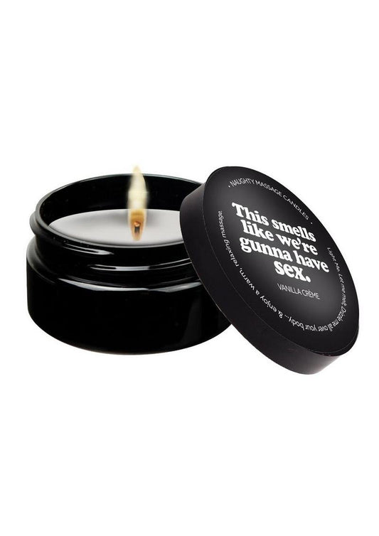 Photo of the 2oz "This smells like we're gunna have sex" Massage Candle from Kama Sutra.