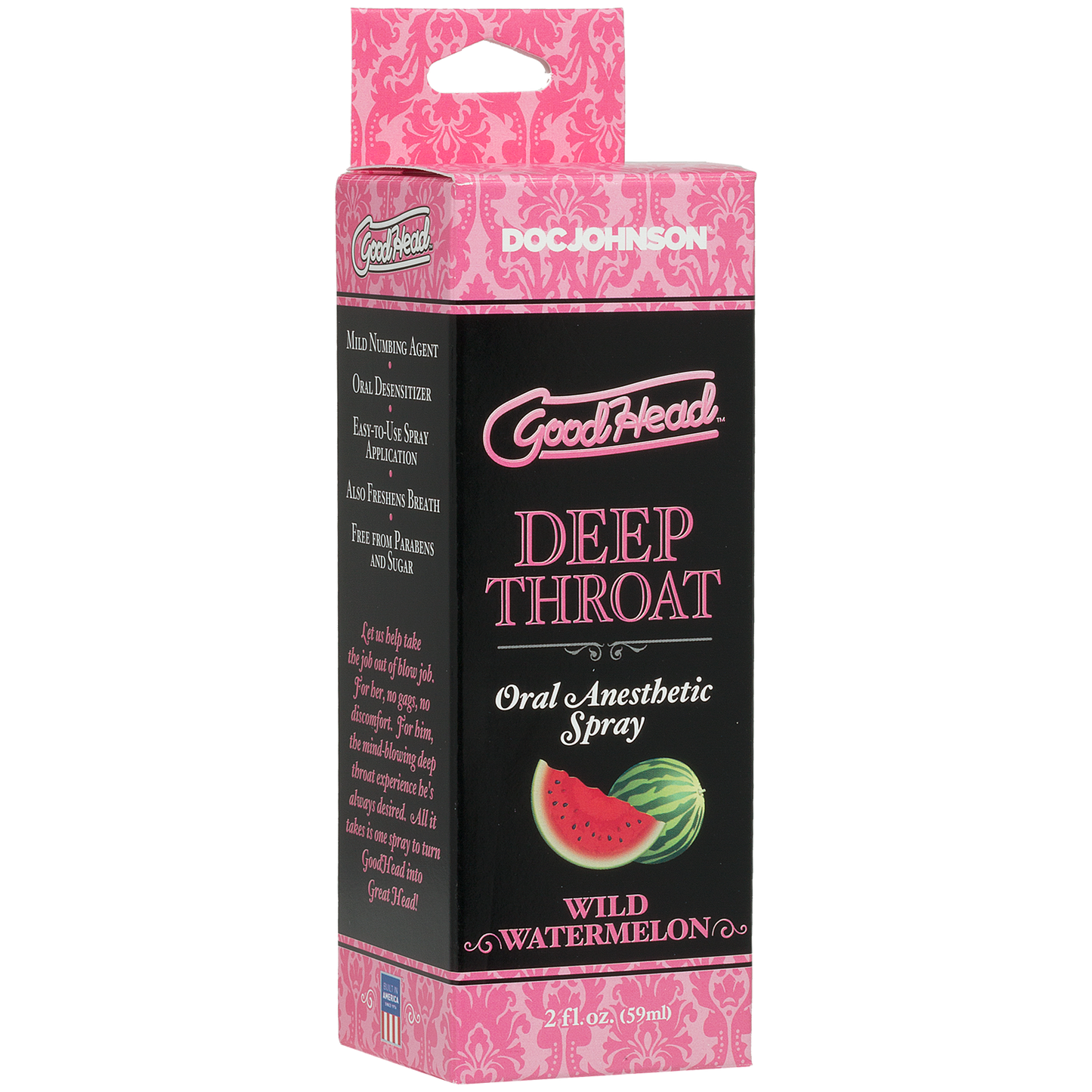 Deep Throat Oral Anesthetic Spray 2oz in its box (watermelon).