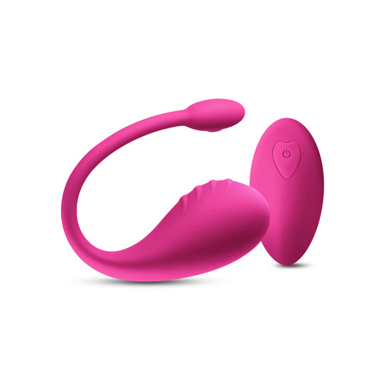Front view of the Inya Venus from NS Novelties (pink) shows its textured g-spot egg, flexible tail for removal, and handy remote-control.