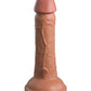 Front view of the King Cock Elite Dual Density Vibrating Dildo (6in) from Pipedreams (caramel) shows the details in the head and texture of the toy.