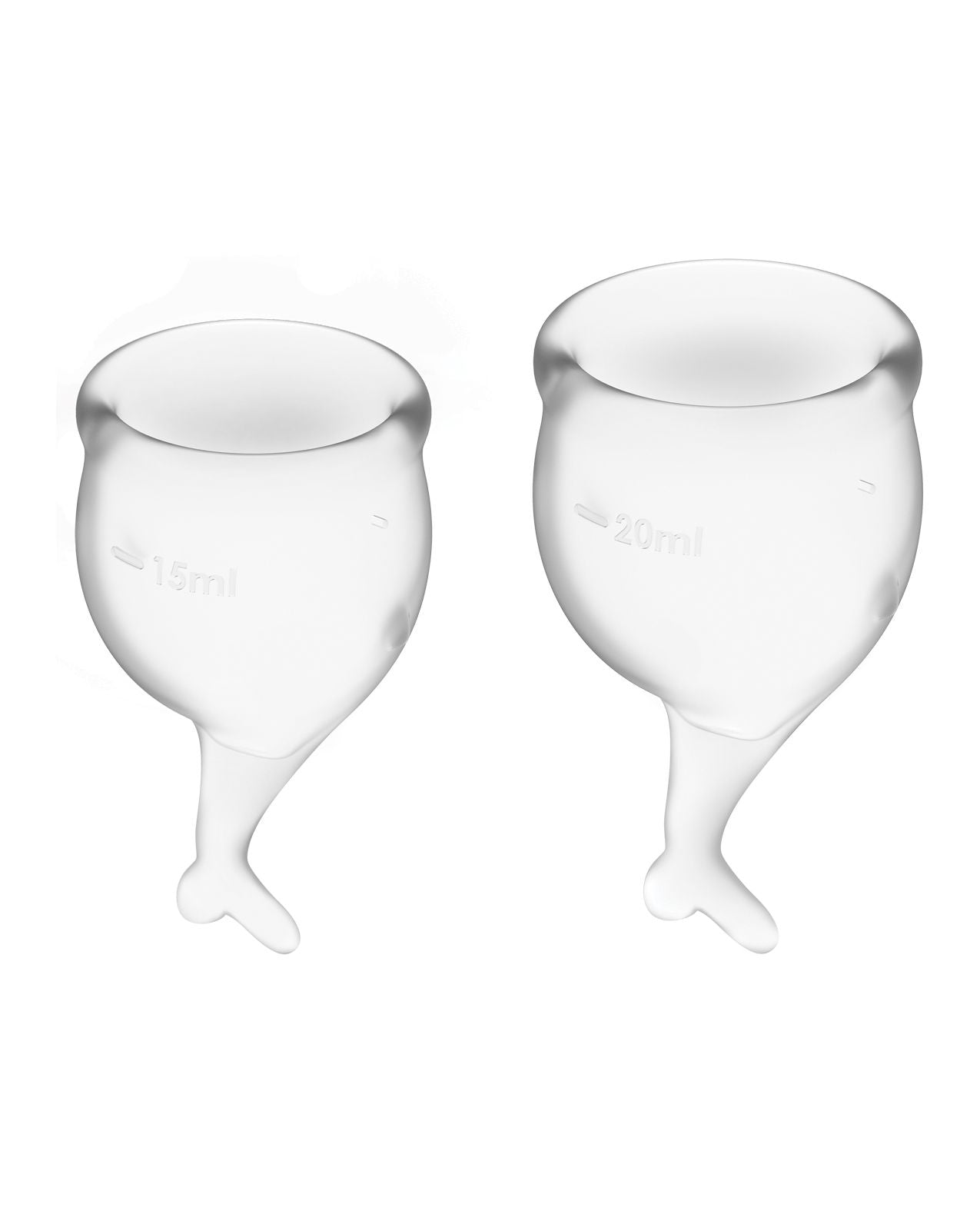 Image shows the 2 different size cups that come with the set (clear).