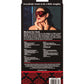 Photo of the back of the box for the  Scandal Blackout Eye Mask (red/black) from CalExotics.