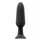 Up-right side view of the anal plug showing its narrow neck and anchor shaped base (black).