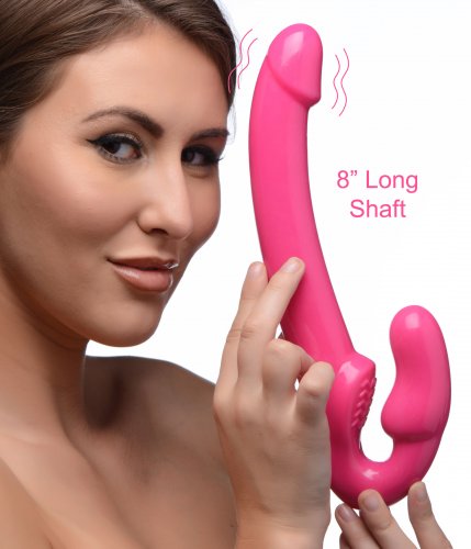 Woman holding product to display length and show vibration