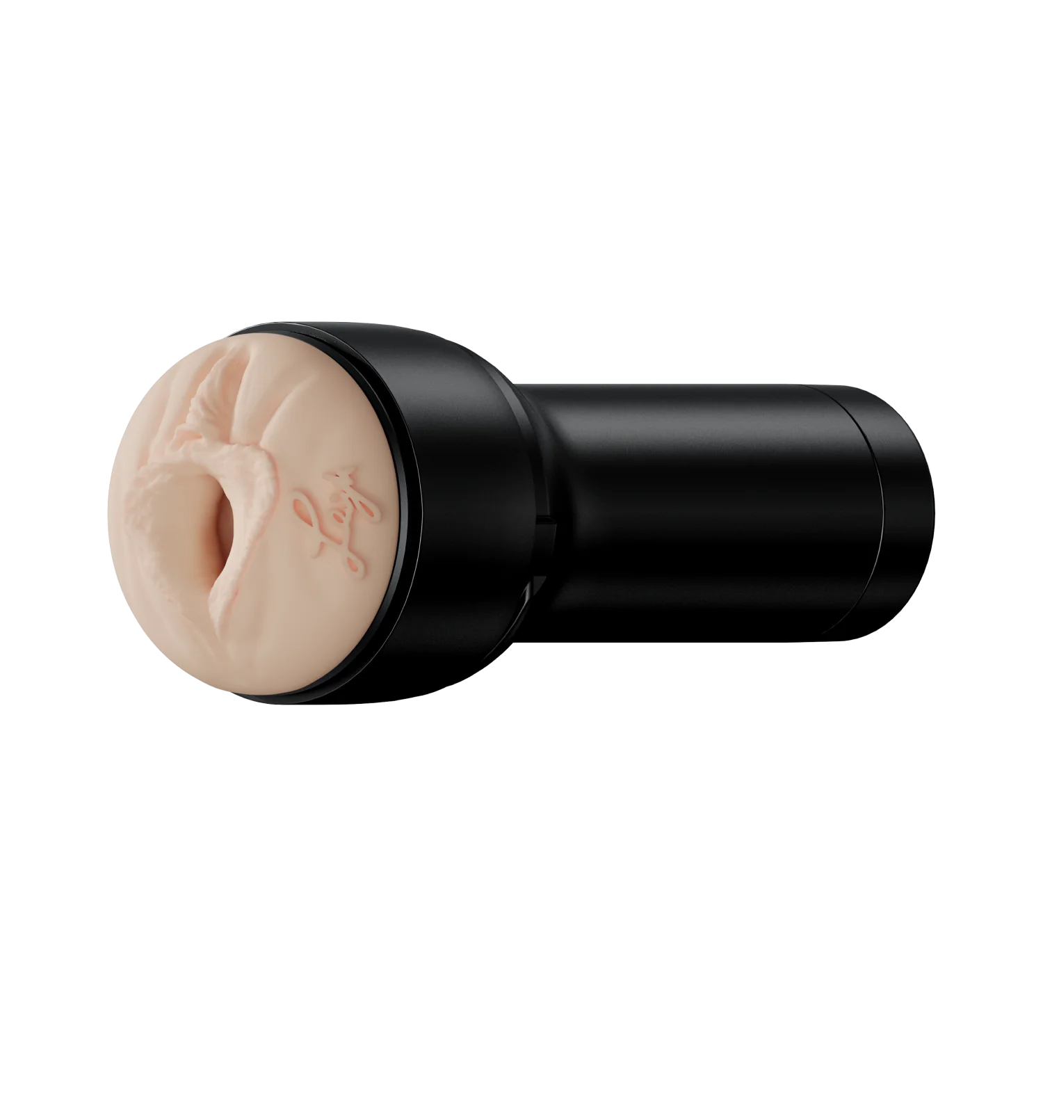 Side angle view of the stroker showing its lifelike vulva. 