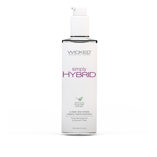 Wicked Sensual Care Simply Hybrid Lubricant w/ Olive Leaf Extract bottle.