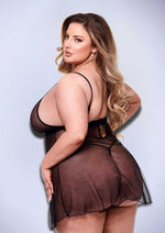 Load image into Gallery viewer, 2 Pc Strappy Lace and Mesh Babydoll - Black - Queen - Set
