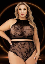 Load image into Gallery viewer, 2pc Crop Top and High Waisted Hot Pant - Black - Queen
