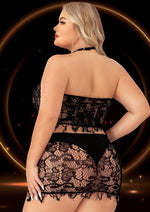 Load image into Gallery viewer, 2pc Crop Top and Skirt - Black - Queen - Set
