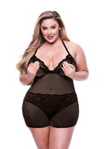 Load image into Gallery viewer, 2pc Eco Chemise and Panty - Black - Queen - Set
