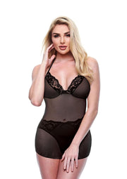 2pc Eco Chemise and Panty - Black - Large/Small - Set