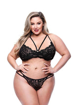 Load image into Gallery viewer, 2pc Eco Strappy Bra and Panty - Black - Queen - Set
