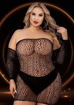 Load image into Gallery viewer, 2pc Mini Dress with Sleeves - Black - Queen - Set
