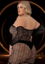 Load image into Gallery viewer, 2pc Mini Dress with Sleeves - Black - Queen - Set
