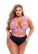 Load image into Gallery viewer, 2pc Princess Logo Elastic Booty Short - Black/Pink - Queen

