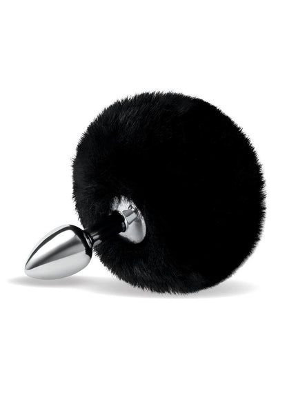 3fluffy Bunny Metal Plug W/ Black Tail - Black