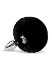 3fluffy Bunny Metal Plug W/ Black Tail - Black