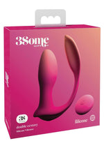 Load image into Gallery viewer, 3Some Double Ecstasy Silicone Rechargeable Vibrator with Remote Control - Pink
