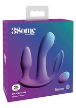Load image into Gallery viewer, 3Some Total Ecstasy Silicone Rechargeable Vibrator with Remote Control - Purple
