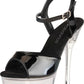 6in. Black and Clear Sandal with Strap - Black/Clear - Size 10