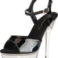 6in. Black and Clear Sandal with Strap - Black/Clear - Size 8