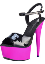 Load image into Gallery viewer, 6in. Black and Pink UV Sandal with Strap - Black/Pink - Size 7
