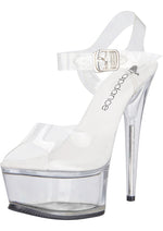 Load image into Gallery viewer, 6in. Clear Platform Sandal with Strap - Clear/White - Size 12
