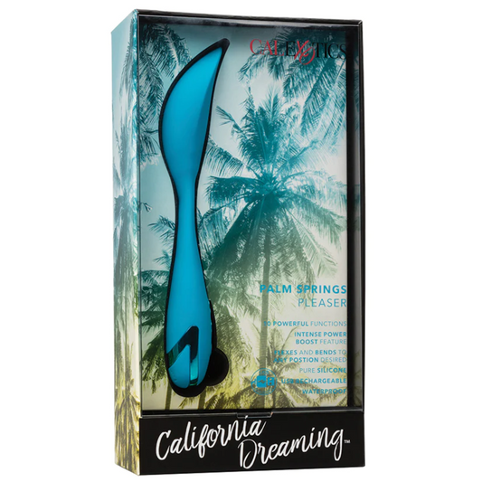 California Dreaming - Palm Springs Pleaser Rechargeable Silicone Contoured Vibrator- Blue