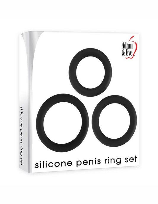 Adam and Eve - Silicone Penis Ring Set (3pc) - Black