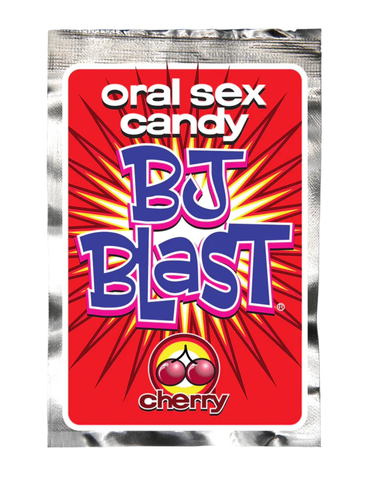 Photo shows the Cherry flavor BJ Blast Oral Sex Candy from Pipedreams.
