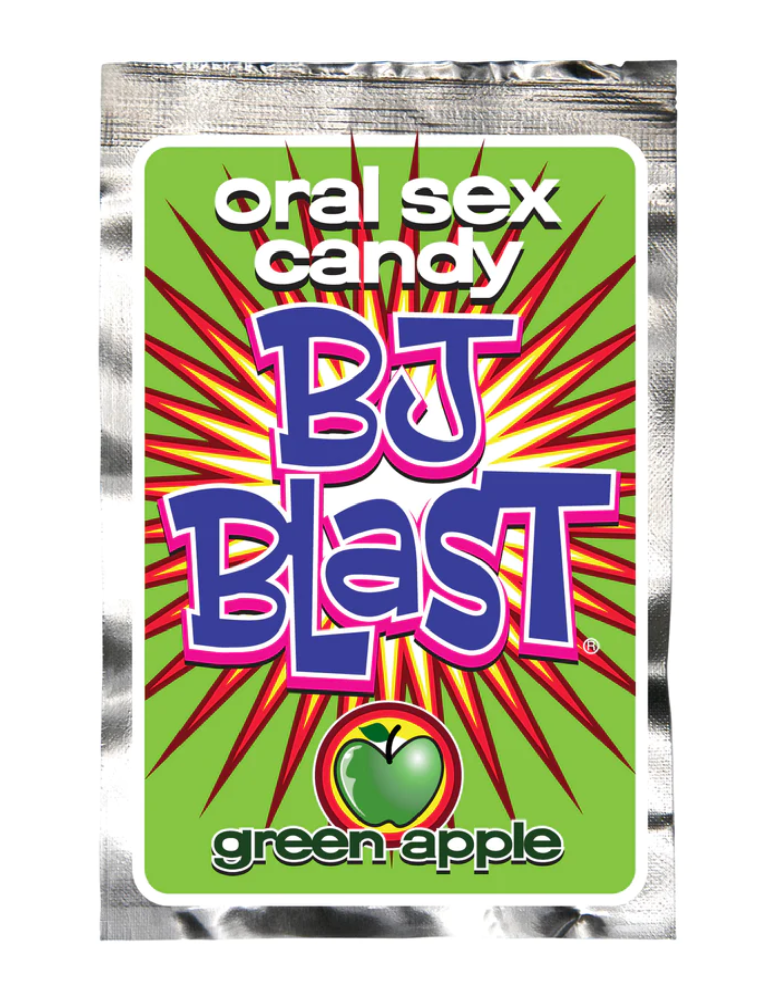 Photo shows the Green Apple flavor BJ Blast Oral Sex Candy from Pipedreams.